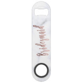 Elegant witte marmer & roos goudbruidsbruidster speed flessenopener (Voorkant)