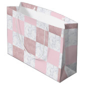 Elegant witte marmer & roos goudglitter, ingecheck groot cadeauzakje (Achterkant Gekanteld)