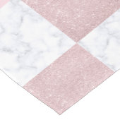 Elegant witte marmer & roos goudglitter, ingecheck korte tafelloper (Hoek)