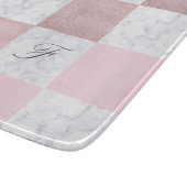 Elegant witte marmer & roos goudglitter, ingecheck snijplank (Hoek)