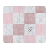 Elegant witte marmer & roos goudglitter, ingecheck snijplank (Voorkant)