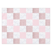 Elegant witte marmer & roos goudglitter, ingecheck tafelkleed (Voorkant (Horizontaal))