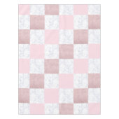 Elegant witte marmer & roos goudglitter, ingecheck tafelkleed (Voorkant)