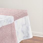 Elegant witte marmer & roos goudglitter, ingecheck tafelkleed (Voorbeeld)