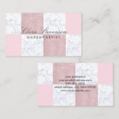Elegant witte marmer & roos goudglitter, ingecheck visitekaartje (Voorkant / Achterkant)