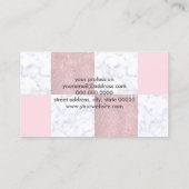 Elegant witte marmer & roos goudglitter, ingecheck visitekaartje (Achterkant)