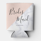 Elegant witte marmer & zwart roze bruinkooster blikjeskoeler (Voorkant)