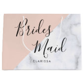 Elegant witte marmer & zwart roze bruinkooster groot cadeauzakje (Voorkant)