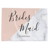 Elegant witte marmer & zwart roze bruinkooster groot cadeauzakje (Achterkant)