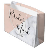 Elegant witte marmer & zwart roze bruinkooster groot cadeauzakje (Achterkant Gekanteld)