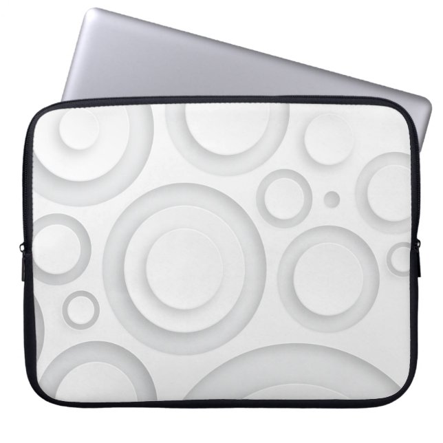 Elegant witte monochrome cirkels laptop sleeve (Voorkant)
