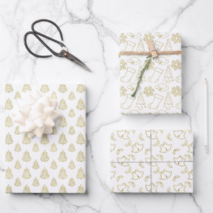 Elegant Witte Nep Vouw Folie Kerstmis Inpakpapier Vel