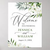 Elegant Witte Orchidee Boho Trouw Welkom Bord Poster (Voorkant)