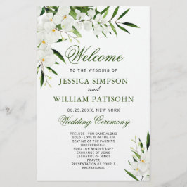 Elegant Witte Orchidee Boho Trouwceremonie Program