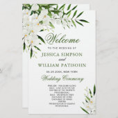 Elegant Witte Orchidee Boho Trouwceremonie Program (Voorkant / Achterkant)