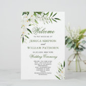 Elegant Witte Orchidee Boho Trouwceremonie Program (Staand voorkant)