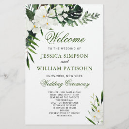 Elegant Witte Orchidee Boho Trouwceremonie Program