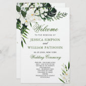 Elegant Witte Orchidee Boho Trouwceremonie Program (Voorkant / Achterkant)