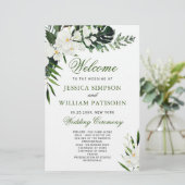 Elegant Witte Orchidee Boho Trouwceremonie Program (Staand voorkant)