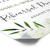 Elegant Witte Orchidee Oefenavondmaal Welkom Bord Poster (Hoek)