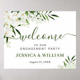 Elegant Witte Orchidee VERLOVING PARTY Welkomstbor Poster