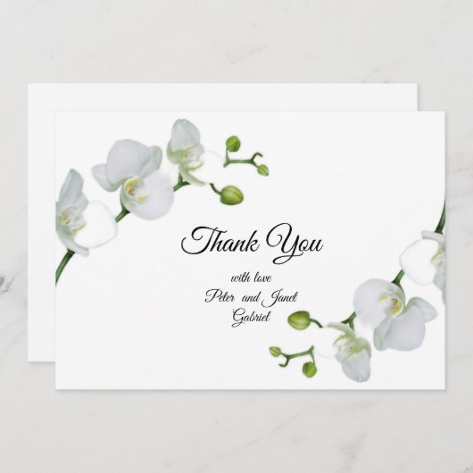 Elegant witte orchideeën bedankkaart (Voorkant / Achterkant)