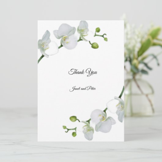 Elegant witte orchideeën bedankkaart (Staand voorkant)