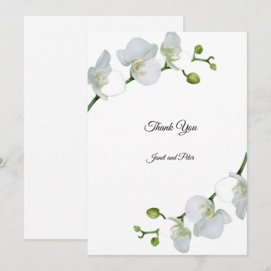 Elegant witte orchideeën bedankkaart (Voorkant / Achterkant)
