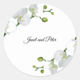 Elegant witte orchideeën ronde sticker