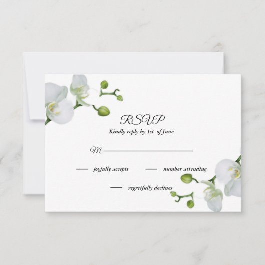 Elegant witte orchideeën RSVP-kaart RSVP Kaartje (Voorkant)