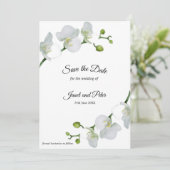 Elegant witte orchideeën sla de datum op save the date (Staand voorkant)