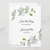 Elegant witte orchideeën sla de datum op save the date (Voorkant / Achterkant)