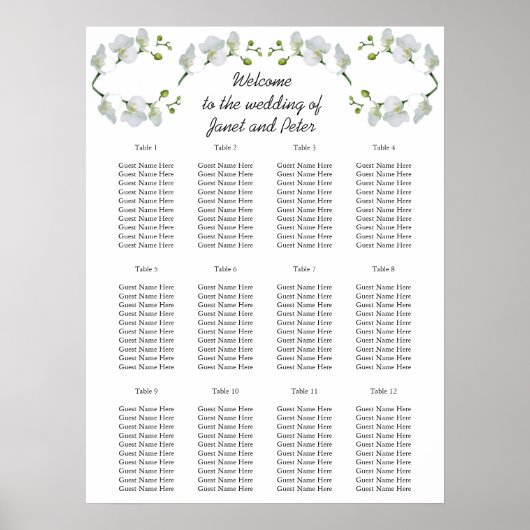 Elegant witte orchideeën Zitkaarten Poster (Voorkant)