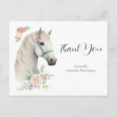 Elegant Witte Paard Boho Bloemige Dankjewel Briefkaart (Voorkant)