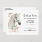 Elegant Witte Paard Boho Bloemige Verjaardagsuitno Briefkaart (Voorkant / Achterkant)