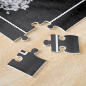 Elegant witte rand en initialen bruiloft legpuzzel (Zijkant)