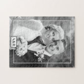 Elegant witte rand en initialen bruiloft legpuzzel (Horizontaal)