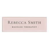 Elegant witte rand zwart roze naambadge (Voorkant)