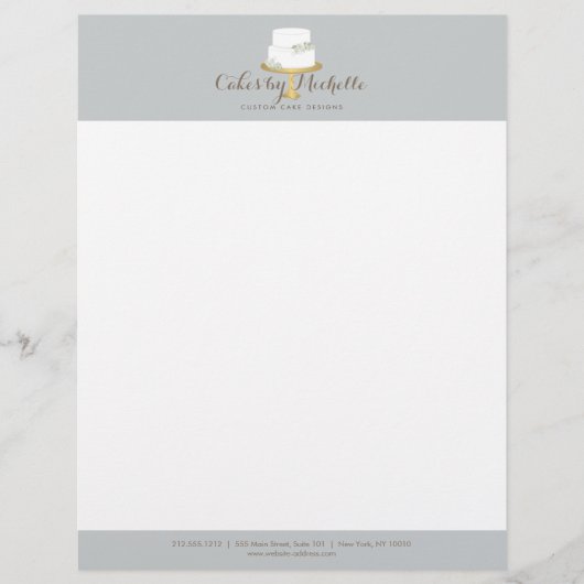 Elegant witte rok met Florals Cake Decorting Briefhoofd Sjabloon (Voorkant)