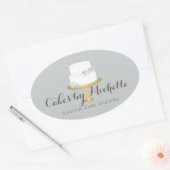Elegant witte rok met Florals Cake Decorting Ovale Sticker (Envelop)