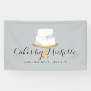 Elegant witte rok met Florals Cake Decorting Spandoek