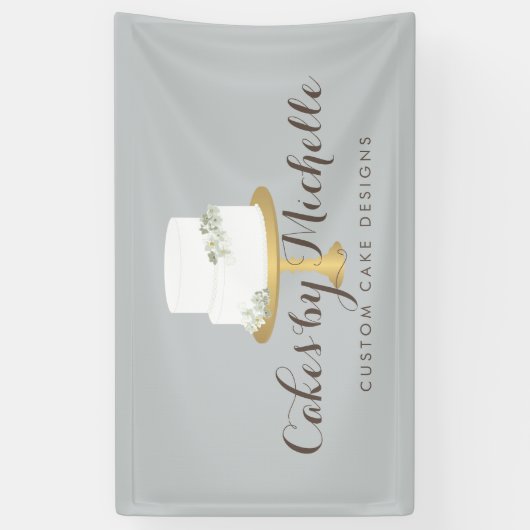 Elegant witte rok met Florals Cake Decorting Spandoek (Verticaal)