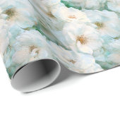 Elegant witte roos bloemenpatroon cadeaupapier (Rol Hoek)