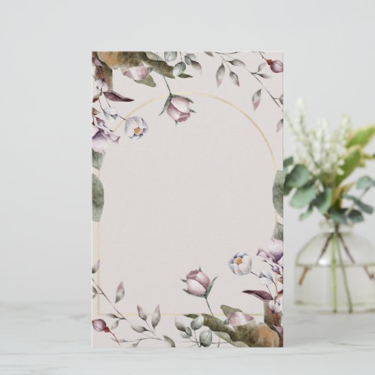 Elegant Witte Roos Briefpapier | Speciale Gelegenh (Staand voorkant)