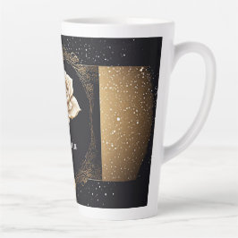 Elegant Witte Roos en Goud Design Latte Mok