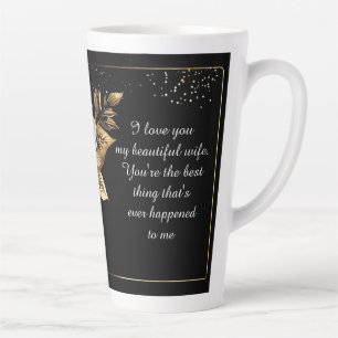 Elegant Witte Roos en Goud Design Latte Mok