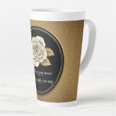 Elegant Witte Roos en Goud Design Latte Mok (Rechterhoek)