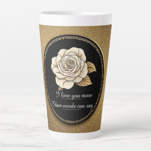 Elegant Witte Roos en Goud Design Latte Mok