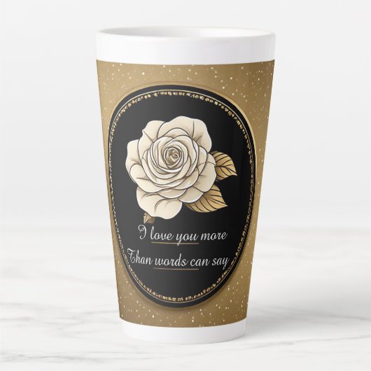 Elegant Witte Roos en Goud Design Latte Mok (Voorkant)