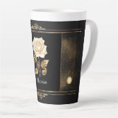 Elegant Witte Roos en Goud Design Latte Mok (Rechterhoek)